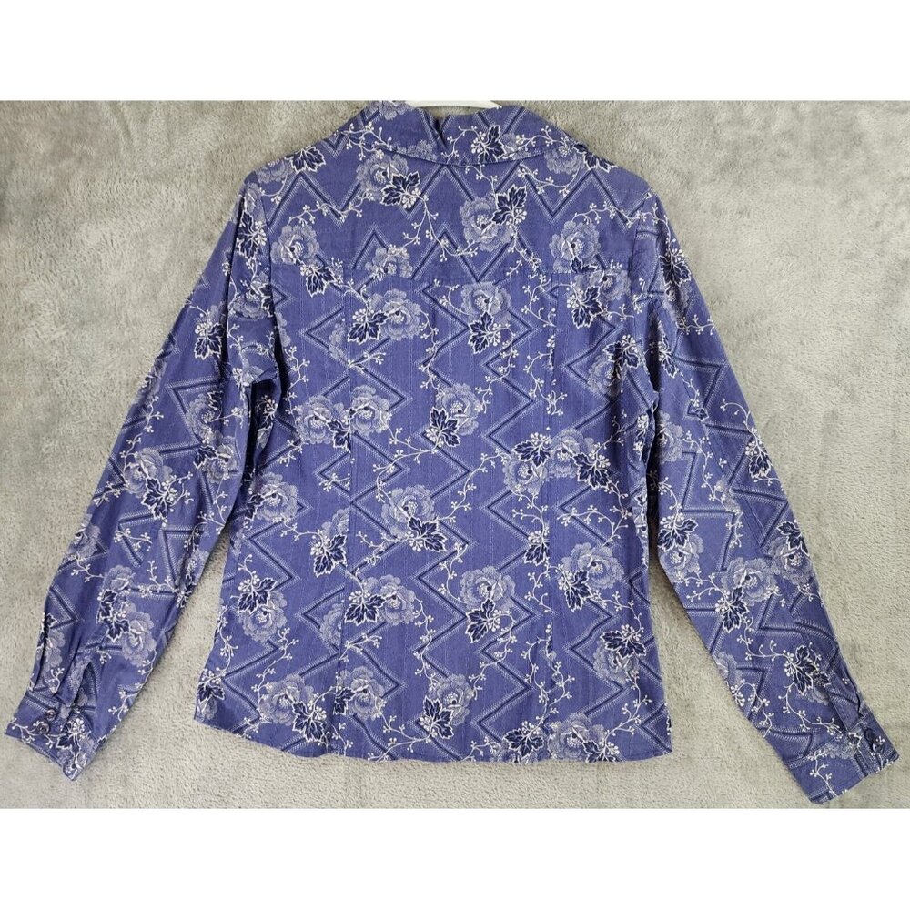 Pendleton Shirt Womens Large Blue Floral Button Up Short Sleeve Vintage Fit - Picture 2 of 9